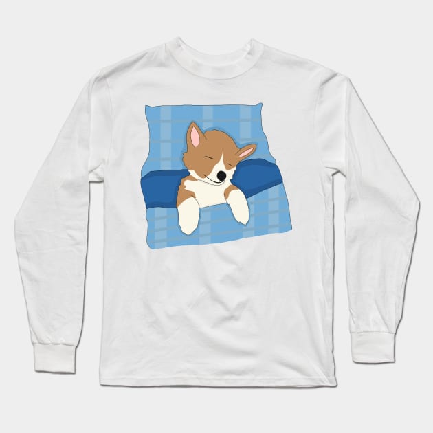 Sleepy corgi Long Sleeve T-Shirt by Becky-Marie